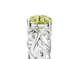 White gold Fancy Yellow Round  Solitaire Diamond Leaf Vine Band with Prong Setting_5