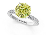 White gold Fancy Yellow Round  Solitaire Diamond Pavé Band with Four-Prong Setting_1