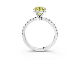 White gold Fancy Yellow Round  Solitaire Diamond Pavé Band with Four-Prong Setting_3