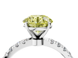 White gold Fancy Yellow Round  Solitaire Diamond Pavé Band with Four-Prong Setting_4