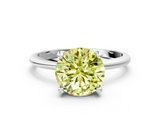 White gold Fancy Yellow Round  Solitaire Diamond Ring with 4-Prong Setting on a Classic Band_3