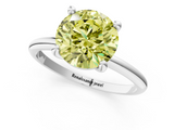 White gold Fancy Yellow Round  Solitaire Diamond Ring with 4-Prong Setting on a Classic Band_4