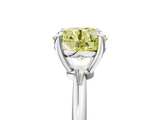 White gold Fancy Yellow Round  Solitaire Diamond Ring with 4-Prong Setting on a Classic Band_8