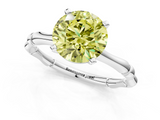 White gold Fancy Yellow Round  Solitaire Diamond Ring with Bamboo Band and Four-Prong Setting_1