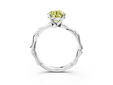 White gold Fancy Yellow Round  Solitaire Diamond Ring with Bamboo Band and Four-Prong Setting_3