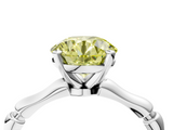 White gold Fancy Yellow Round  Solitaire Diamond Ring with Bamboo Band and Four-Prong Setting_4
