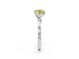 White gold Fancy Yellow Round  Solitaire Diamond Ring with Bezel Set Side Stones and Prong Setting_2