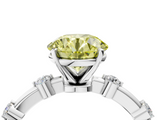 White gold Fancy Yellow Round  Solitaire Diamond Ring with Bezel Set Side Stones and Prong Setting_4