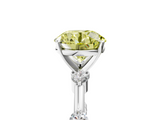 White gold Fancy Yellow Round  Solitaire Diamond Ring with Bezel Set Side Stones and Prong Setting_5