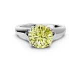 White gold Fancy Yellow Round  Solitaire Diamond Ring with Cathedral Band and Four-Prong Setting_29
