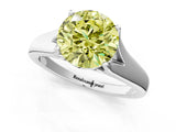 White gold Fancy Yellow Round  Solitaire Diamond Ring with Cathedral Band and Four-Prong Setting_30