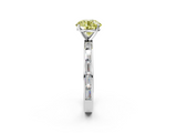 White gold Fancy Yellow Round  Solitaire Diamond Ring with Channel-Set Baguette Band and Four-Prong Setting_2