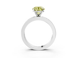 White gold Fancy Yellow Round  Solitaire Diamond Ring with Channel-Set Baguette Band and Four-Prong Setting_3