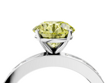 White gold Fancy Yellow Round  Solitaire Diamond Ring with Channel-Set Baguette Band and Four-Prong Setting_4