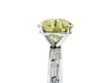 White gold Fancy Yellow Round  Solitaire Diamond Ring with Channel-Set Baguette Band and Four-Prong Setting_5