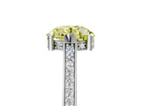 White gold Fancy Yellow Round  Solitaire Diamond Ring with Channel Set Band and Bezel Prong Setting_61