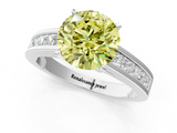 White gold Fancy Yellow Round  Solitaire Diamond Ring with Channel-Set Band and Four-Prong Setting_4