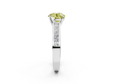 White gold Fancy Yellow Round  Solitaire Diamond Ring with Channel-Set Band and Four-Prong Setting_5