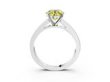White gold Fancy Yellow Round  Solitaire Diamond Ring with Channel-Set Band and Four-Prong Setting_6
