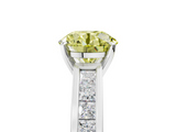 White gold Fancy Yellow Round  Solitaire Diamond Ring with Channel-Set Band and Four-Prong Setting_8