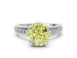 White gold Fancy Yellow Round  Solitaire Diamond Ring with Channel Set Band and Six-Prong Setting_29