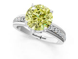 White gold Fancy Yellow Round  Solitaire Diamond Ring with Channel Set Band and Six-Prong Setting_30