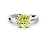 White gold Fancy Yellow Round  Solitaire Diamond Ring with Four-Prong Setting and Classic Band_3