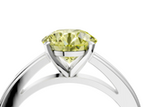 White gold Fancy Yellow Round  Solitaire Diamond Ring with Four-Prong Setting and Classic Band_7