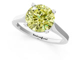 White gold Fancy Yellow Round  Solitaire Diamond Ring with Four-Prong Setting and Tapered Band 1