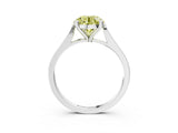 White gold Fancy Yellow Round  Solitaire Diamond Ring with Four-Prong Setting and Tapered Band 3