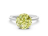 White gold Fancy Yellow Round  Solitaire Diamond Ring with Four-Prong Setting on a Plain Band_32