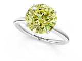 White gold Fancy Yellow Round  Solitaire Diamond Ring with Four-Prong Setting on a Plain Band_33