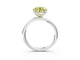 White gold Fancy Yellow Round  Solitaire Diamond Ring with Four-Prong Setting on a Plain Band_35