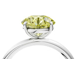 White gold Fancy Yellow Round  Solitaire Diamond Ring with Four-Prong Setting on a Plain Band_36