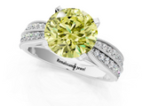 White gold Fancy Yellow Round  Solitaire Diamond Ring with Milgrain Pavé Band and Four-Prong Setting_27