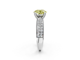 White gold Fancy Yellow Round  Solitaire Diamond Ring with Milgrain Pavé Band and Four-Prong Setting_28