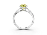 White gold Fancy Yellow Round  Solitaire Diamond Ring with Milgrain Pavé Band and Four-Prong Setting_39