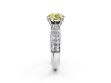 White gold Fancy Yellow Round  Solitaire Diamond Ring with Milgrain Pavé Band and Four-Prong Setting_55