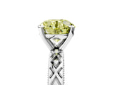 White gold Fancy Yellow Round  Solitaire Diamond Ring with Milgrain and Black Enamel X Pattern Band_33