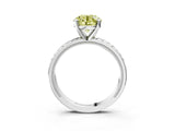 White gold Fancy Yellow Round  Solitaire Diamond Ring with Milgrain and Black Enamel X Pattern Band_37