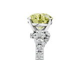 White gold Fancy Yellow Round  Solitaire Diamond Ring with Pavé Band and Four-Prong Setting_5