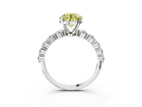White gold Fancy Yellow Round  Solitaire Diamond Ring with Pave Band and Four-Prong Setting_3