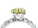 White gold Fancy Yellow Round  Solitaire Diamond Ring with Pave Band and Four-Prong Setting_4