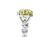 White gold Fancy Yellow Round  Solitaire Diamond Ring with Pave Band and Four-Prong Setting_5