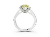 White gold Fancy Yellow Round  Solitaire Diamond Ring with Pave Band and Six-Prong Setting_118