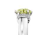 White gold Fancy Yellow Round  Solitaire Diamond Ring with Pave Band and Six-Prong Setting_120