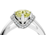 White gold Fancy Yellow Round  Solitaire Diamond Ring with Pave Band and Six-Prong Setting_131