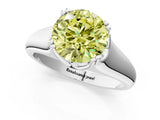 White gold Fancy Yellow Round  Solitaire Diamond Ring with Six-Prong Cathedral Setting_33