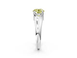White gold Fancy Yellow Round  Solitaire Diamond Ring with Six-Prong Cathedral Setting_34