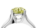 White gold Fancy Yellow Round  Solitaire Diamond Ring with Six-Prong Cathedral Setting_36
